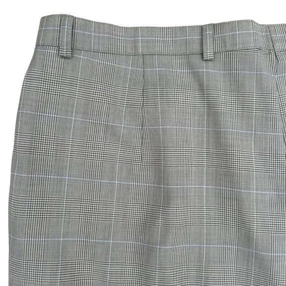Escada Womens Wool Pants Sz 14 Pleated Tapered Leg Plaid Print Preppy Academia